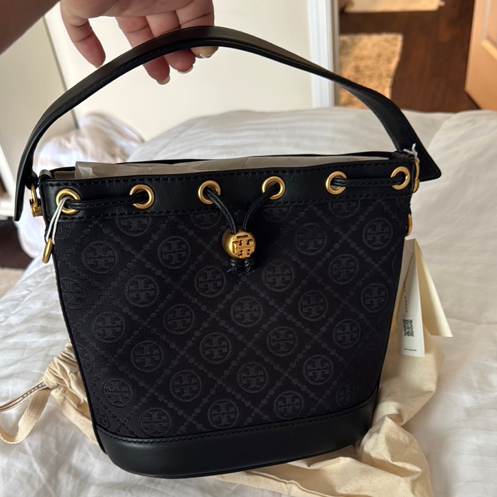 Tory Burch Black and Gold Crossbody Bag with Quilted Design NWT